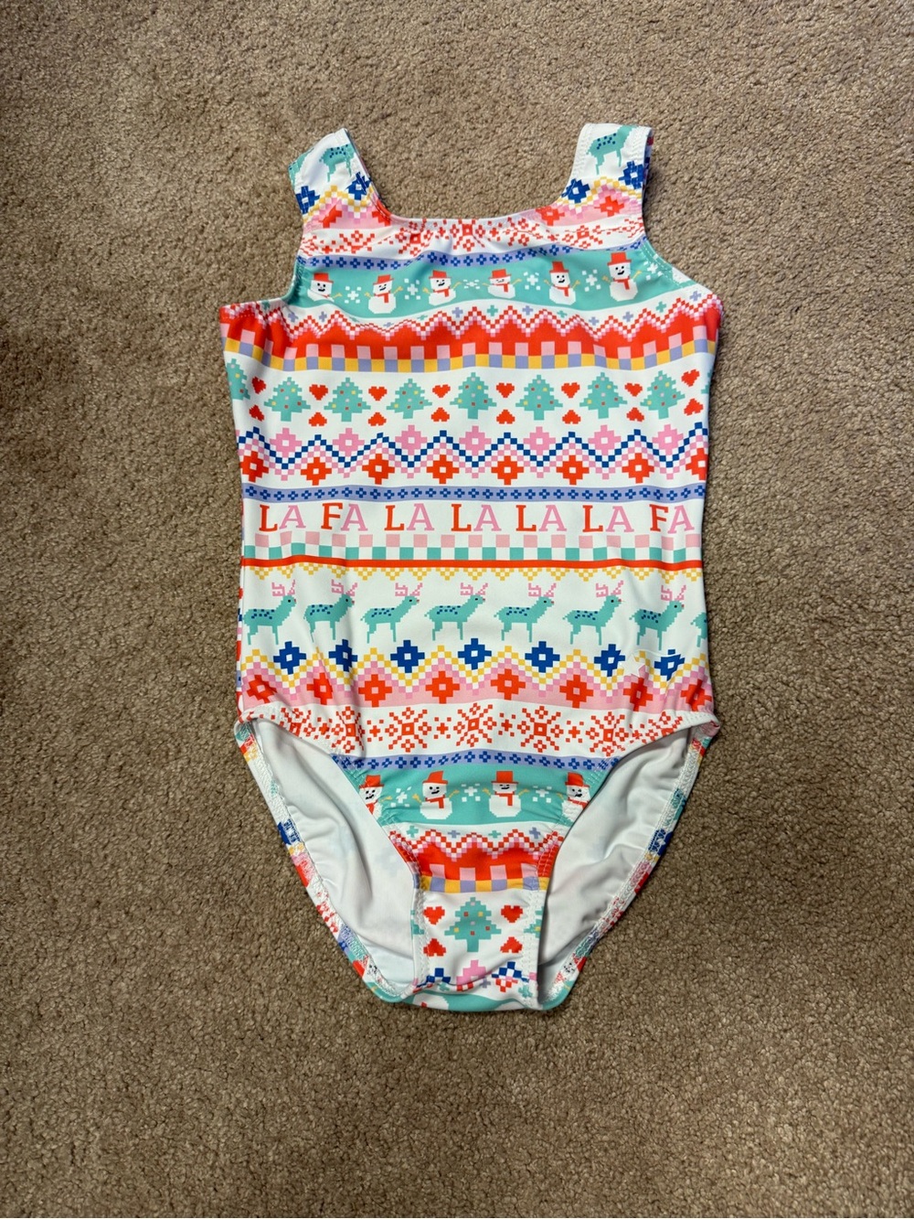 Like New Girls Holiday Pattern One-Piece Leotard